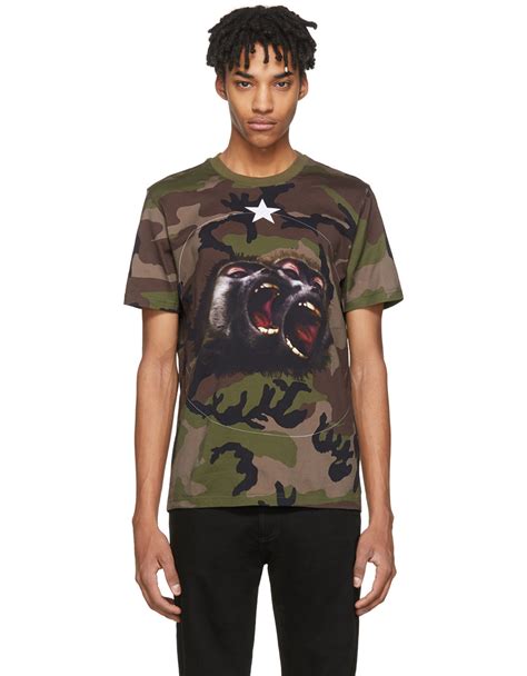 givenchy monkey tee|Camo printed t.